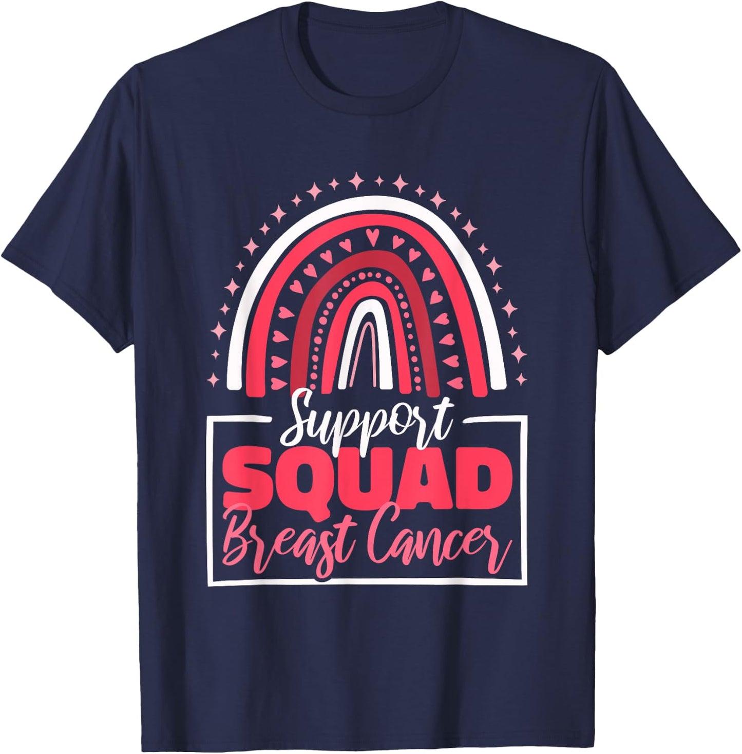 Support Squad Breast Cancer, Breast Cancer Awareness T-Shirt - T-Shirt | Navy