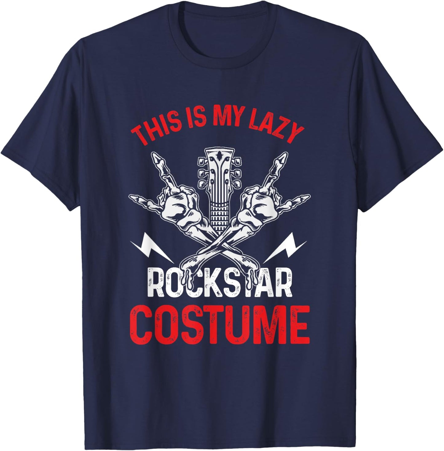This Is My Lazy Rockstar Costume | Rock N Roll Guitarist T-Shirt - T-Shirt | Navy