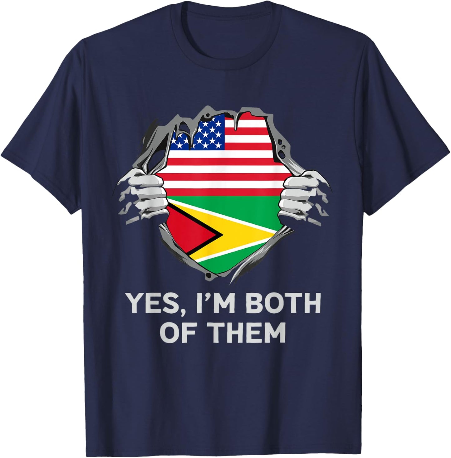 Half American Half Guyanese USA Guyana Flag T-Shirt - T-Shirt | Navy
