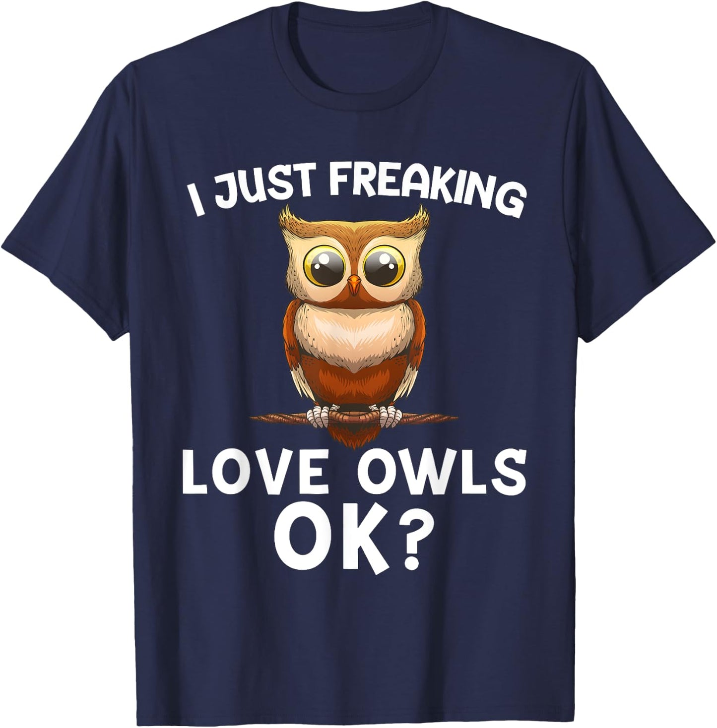 Cute Owl Design Women Bird Fan Ornithology Humor T-Shirt - T-Shirt | Navy