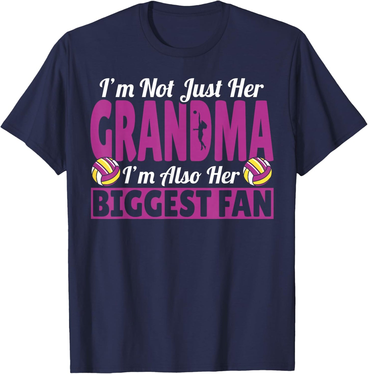 Grandmother I'm Her Grandma I'm Her Biggest Fan Volleyball T-Shirt - T-Shirt | Navy