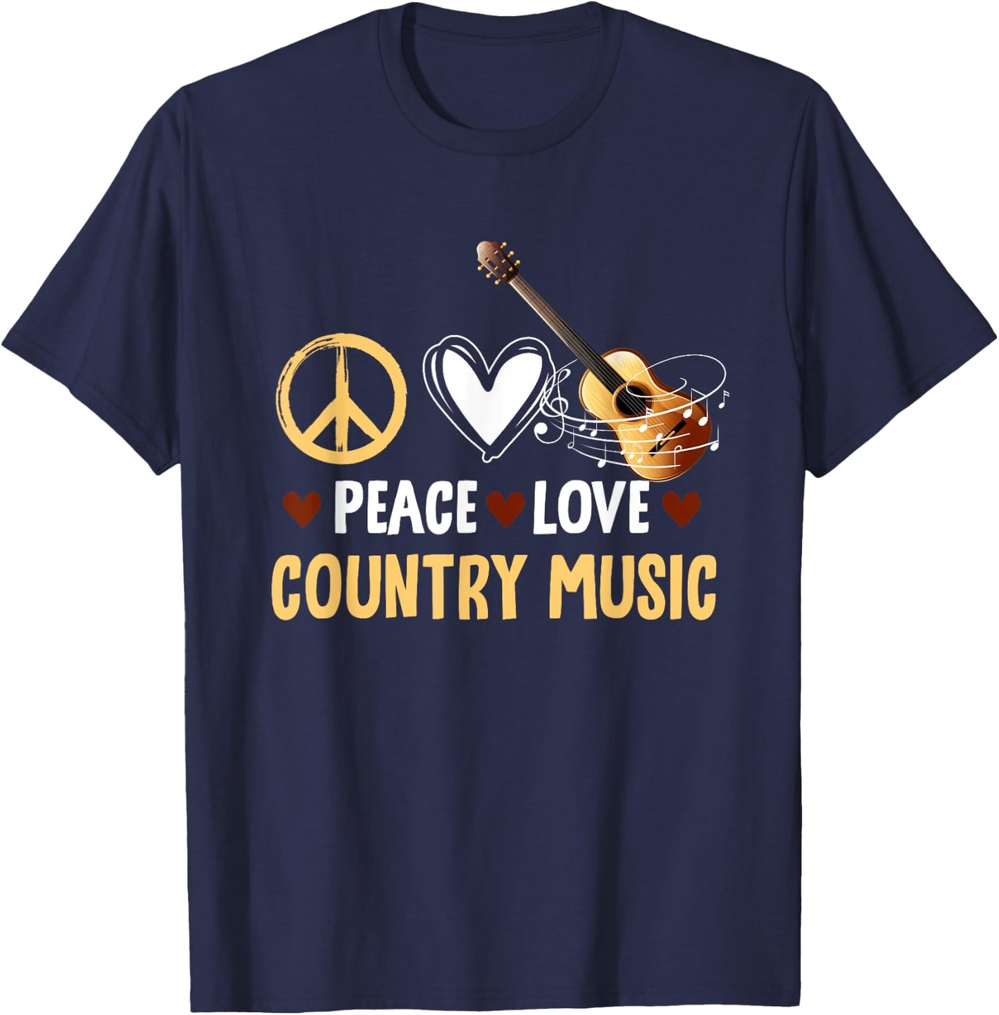 Funny Vintage Western Women Peace Love Country Music T-Shirt - T-Shirt | Navy