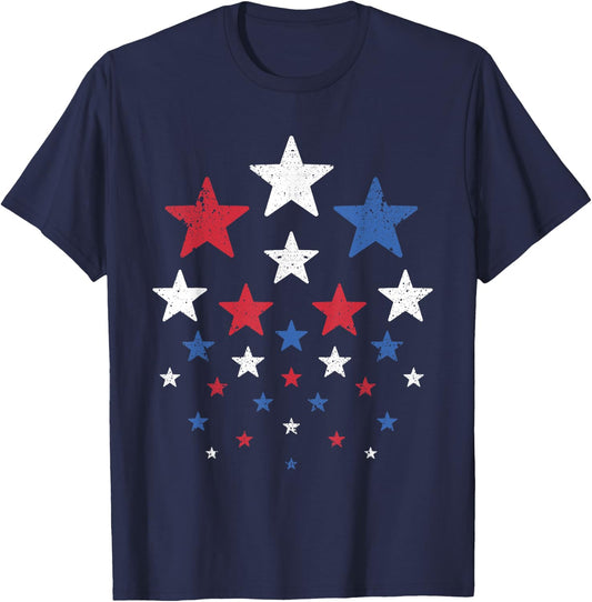 USA American Flag Patriotic Red White Blue Stars 4th of July T-Shirt - T-Shirt | Navy