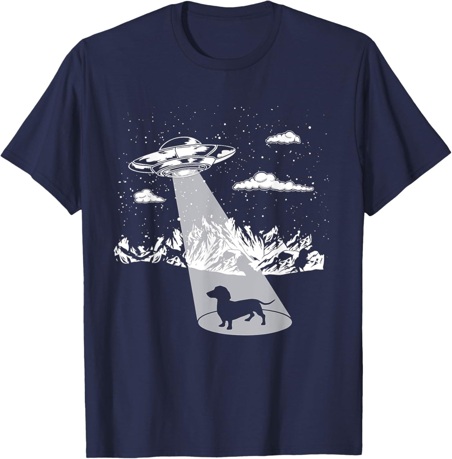 Funny Dachshund Ufo Designs Alien Abduction Dachshund for Dachshund Lovers, , Black, Short Sleeve, Small T-Shirt - T-Shirt | Navy