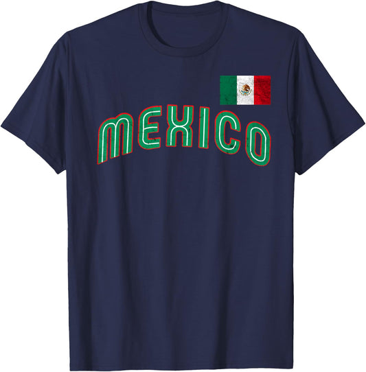 Mexican Baseball 2023 Player Mexico Pride Flag Baseball T-Shirt - T-Shirt | Navy