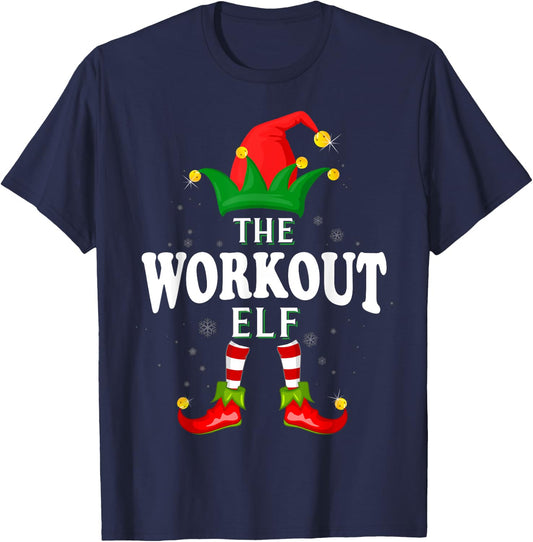 Xmas Workout Elf Family Matching Christmas Pajama T-Shirt - T-Shirt | Navy