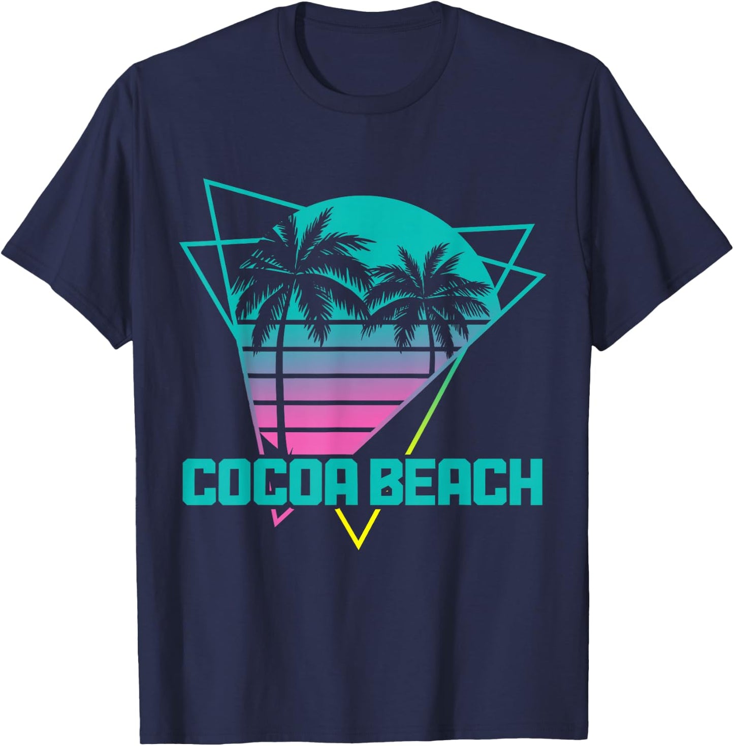 Cocoa Beach Florida Retro Vintage Surf 80s Souvenir Surfer T-Shirt - T-Shirt | Navy