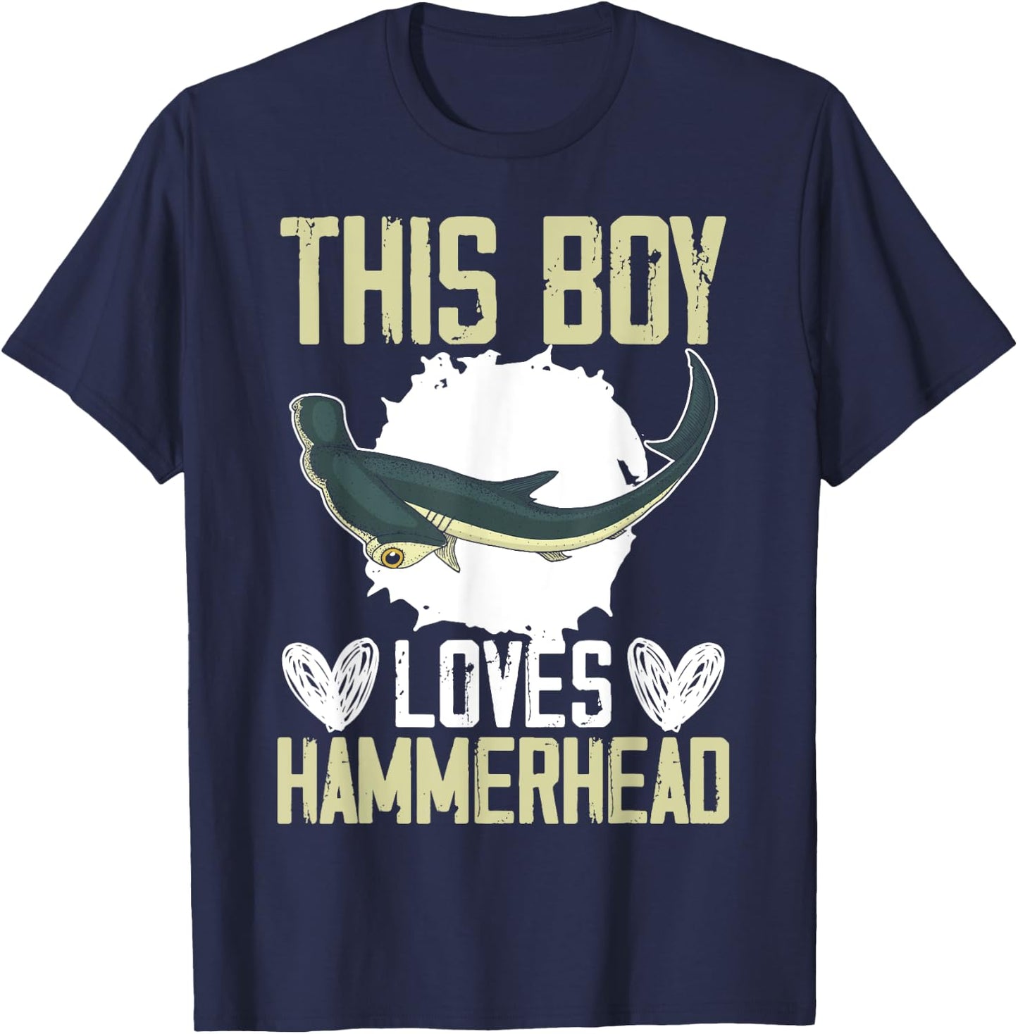 This Boy Loves Hammerhead Shark Marine Biology Animal T-Shirt - T-Shirt | Navy