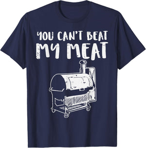 You Cant Beat My Meat Funny Bbq Barbecue Grill Men Women T-Shirt - T-Shirt | Navy