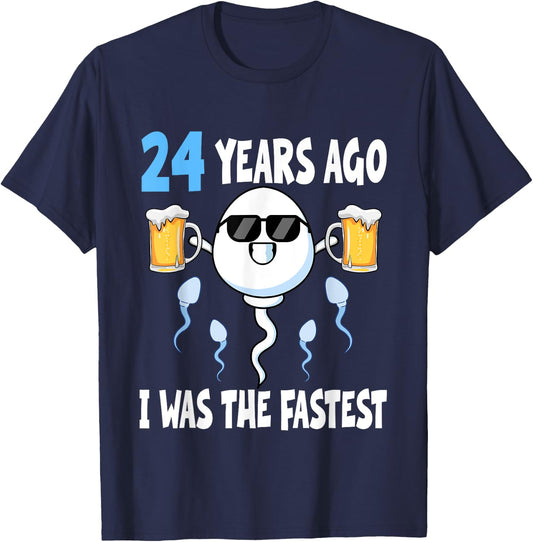 24 Years Ago I Was The Fastest - Birthday Decorations Party T-Shirt - T-Shirt | Navy