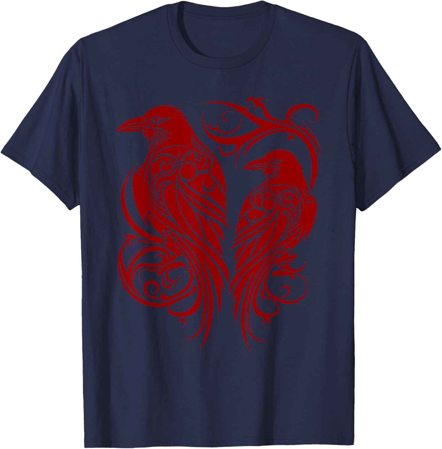 Odins Raven Norse Mythology Viking Birds Celtic Knots Asgard T-Shirt - T-Shirt | Navy