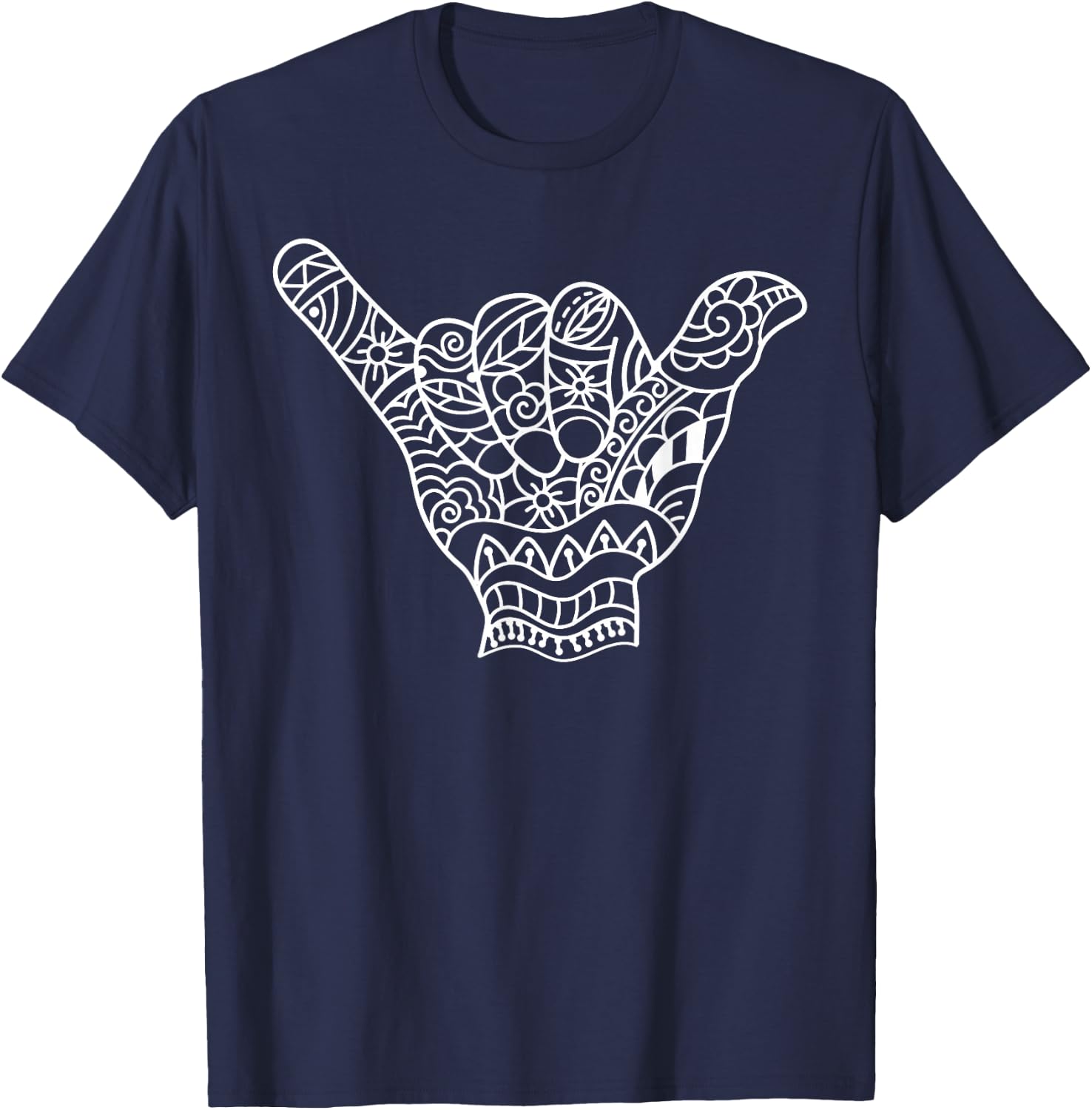 Polynesian Shaka Hand Art Men Women Hawaiian Tribal Tattoo T-Shirt - T-Shirt | Navy