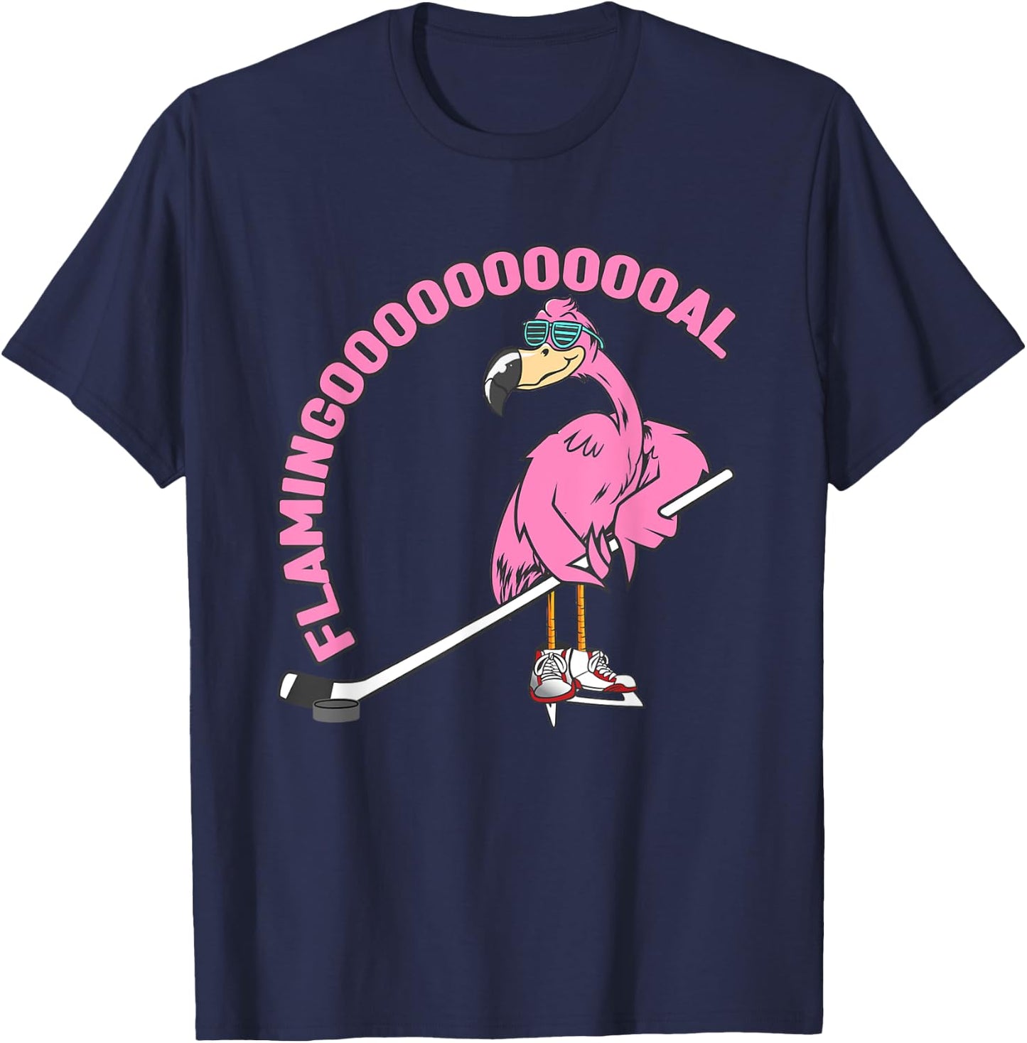 Flamingooooal Flamingo Men or Women Ice Hockey T-Shirt - T-Shirt | Navy