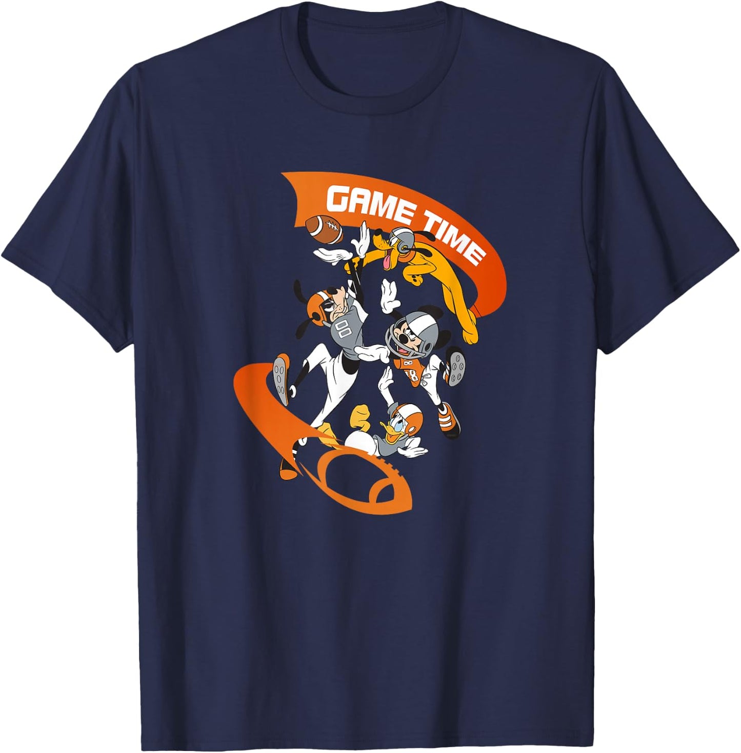 Disney Mickey Goofy Donald & Pluto Game Time Football Sports T-Shirt - T-Shirt | Navy