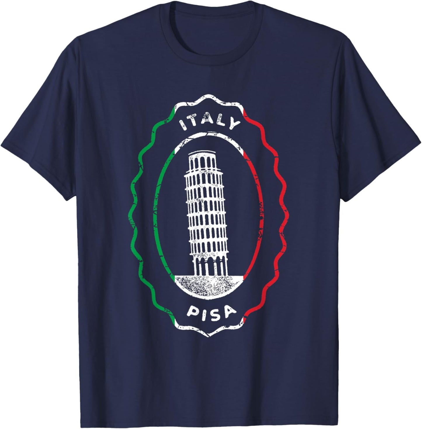 The Leaning Tower of Pisa Italy Italia Roman Ancient Rome T-Shirt - T-Shirt | Navy
