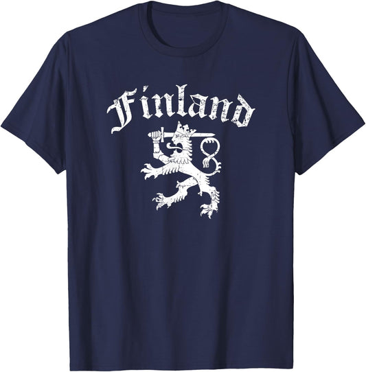 Finland Lion Symbol Finnish Pride T-Shirt - T-Shirt | Navy