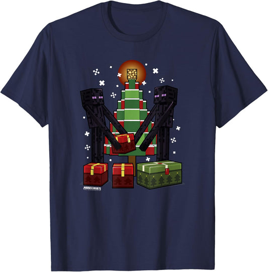 Minecraft Christmas Enderman Gift , -Adult, Blue, Small, Short Sleeve T-Shirt - T-Shirt | Navy
