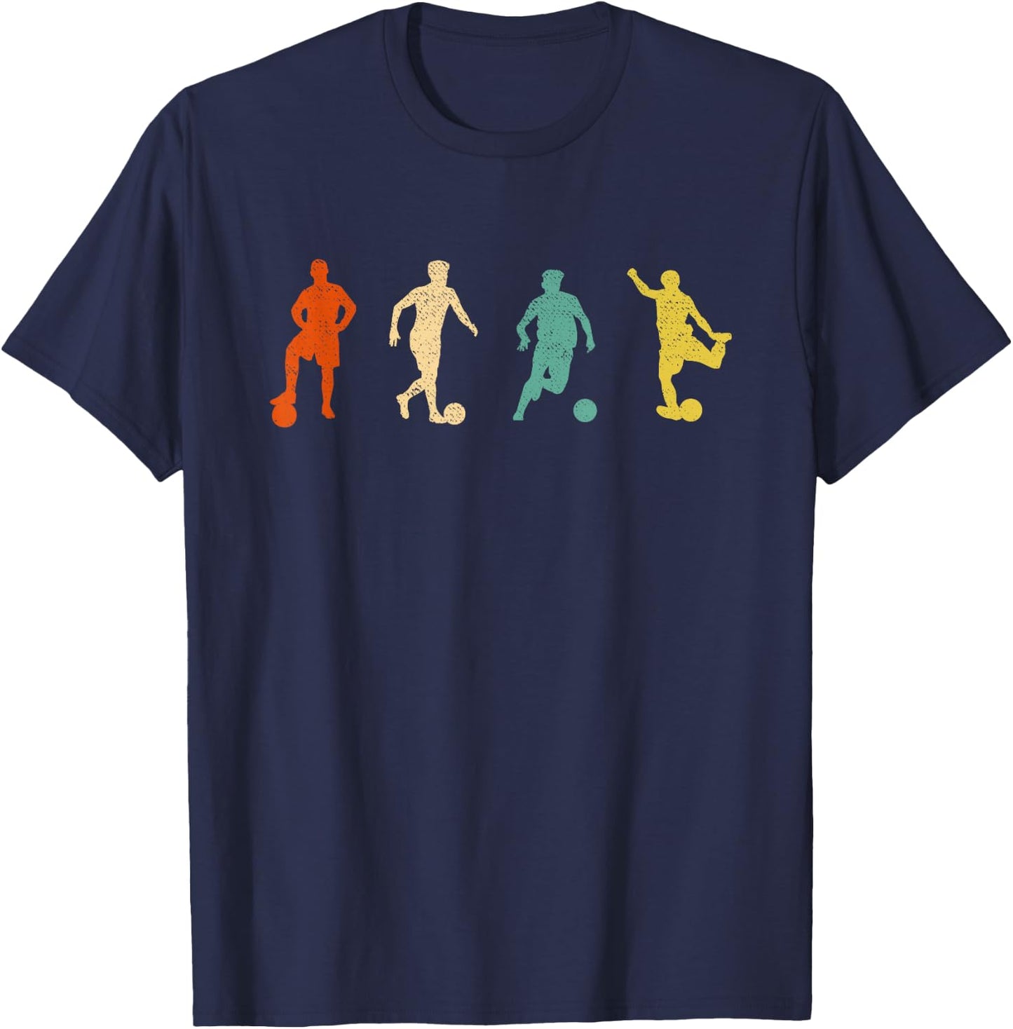 Vintage Soccer Graphic Design Futbol Football Soccer Player T-Shirt - T-Shirt | Navy