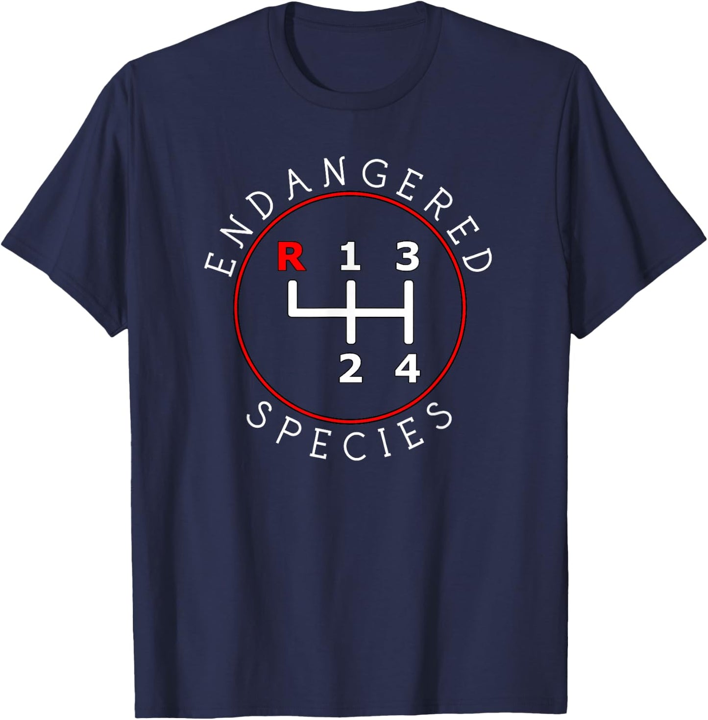 Endangered Species Manual Gearbox Stick Shift 4 Speed 1320 T-Shirt - T-Shirt | Navy