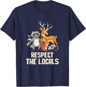 Respect The-Locals Deer Raccoon Possum Squirrel Wildlife T-Shirt - T-Shirt | Navy