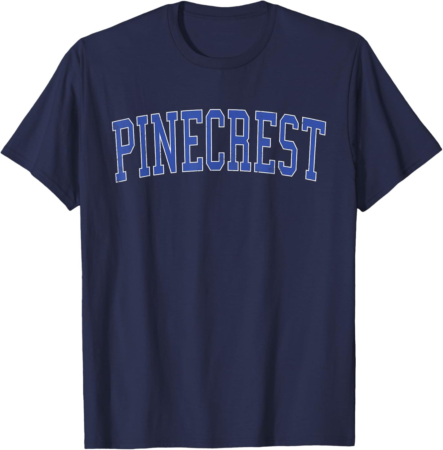 Vintage Pinecrest FL Distressed Blue Varsity Style T-Shirt - T-Shirt | Navy