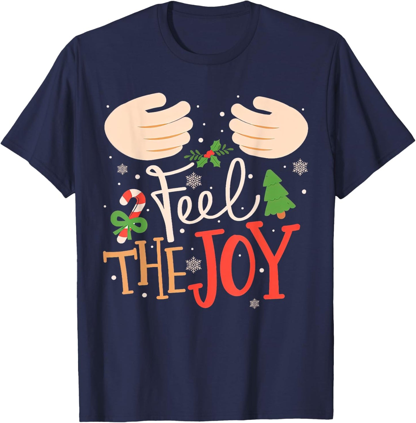 Jingle My Bells Feel The Joy Funny Christmas Matching Couple T-Shirt - T-Shirt | Navy