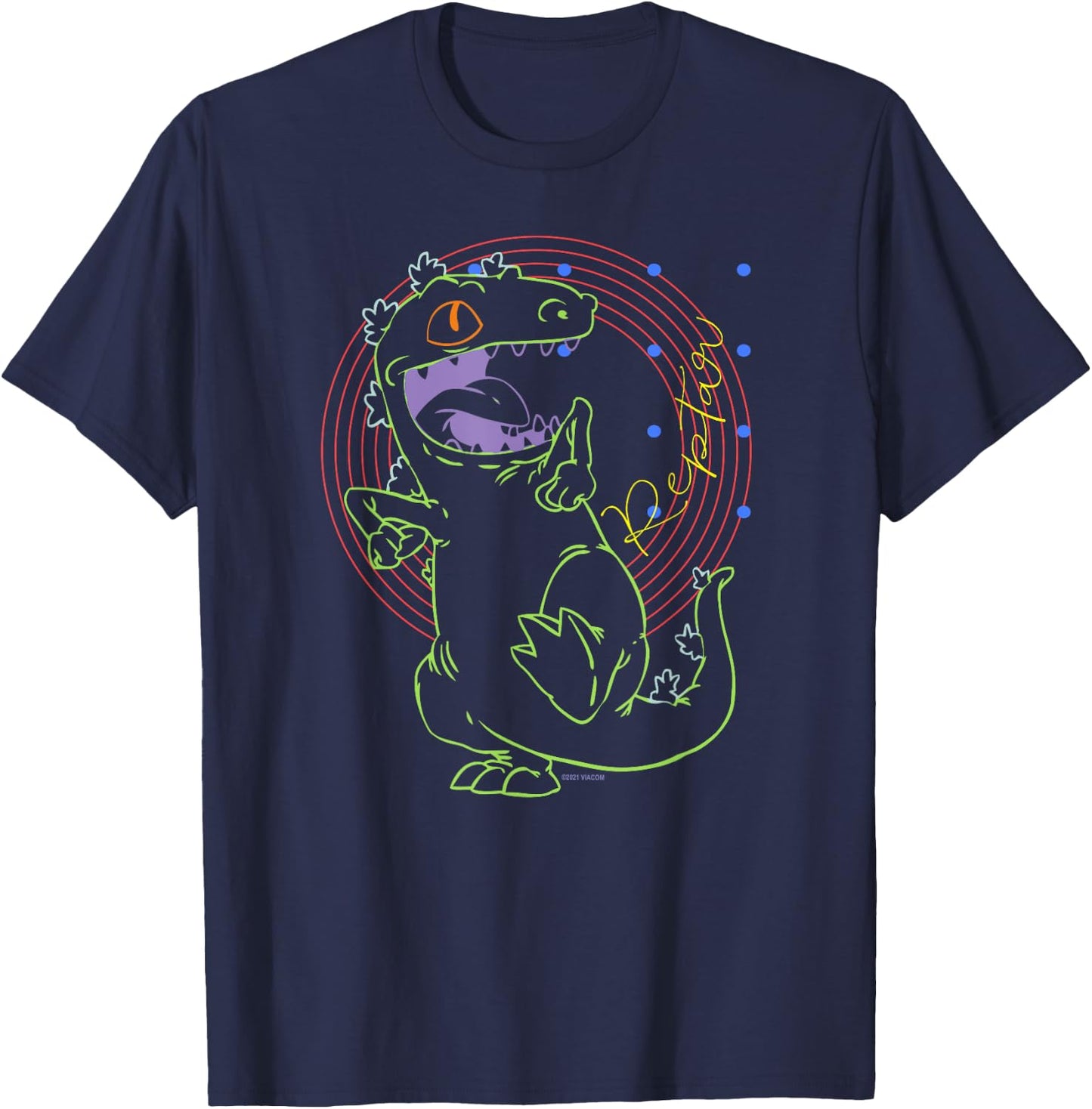 Mademark x Rugrats - Reptar - Retro Outline T-Shirt - T-Shirt | Navy