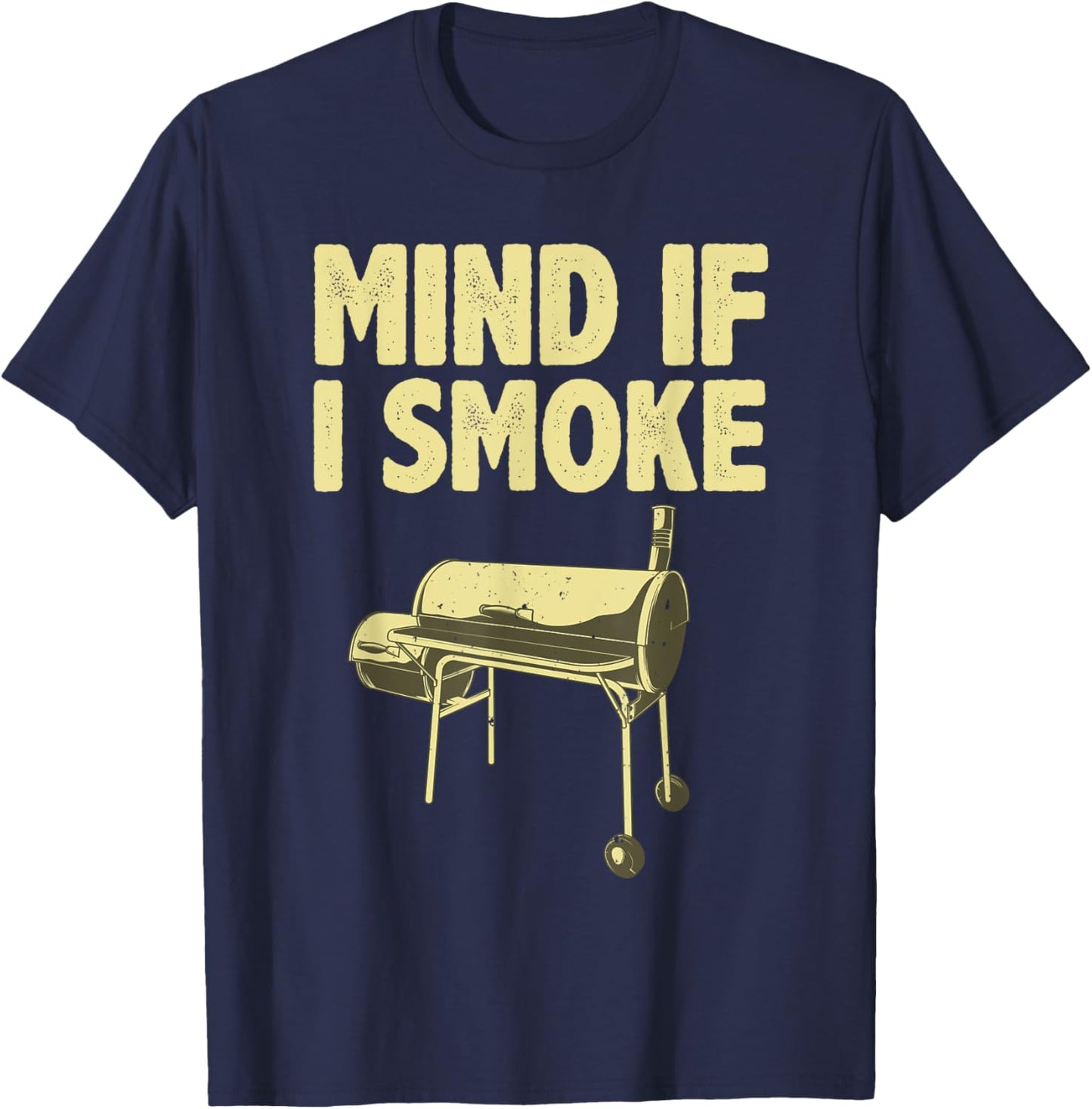Smoking Dad Grilling Meat BBQ Smoker Food Griller T-Shirt - T-Shirt | Navy