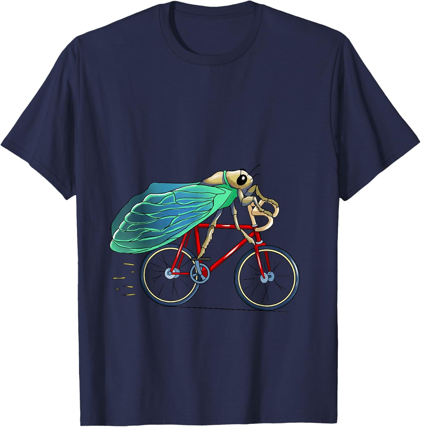 cicada Riding Bicycle Cute Biker Cyclist T-Shirt - T-Shirt | Navy