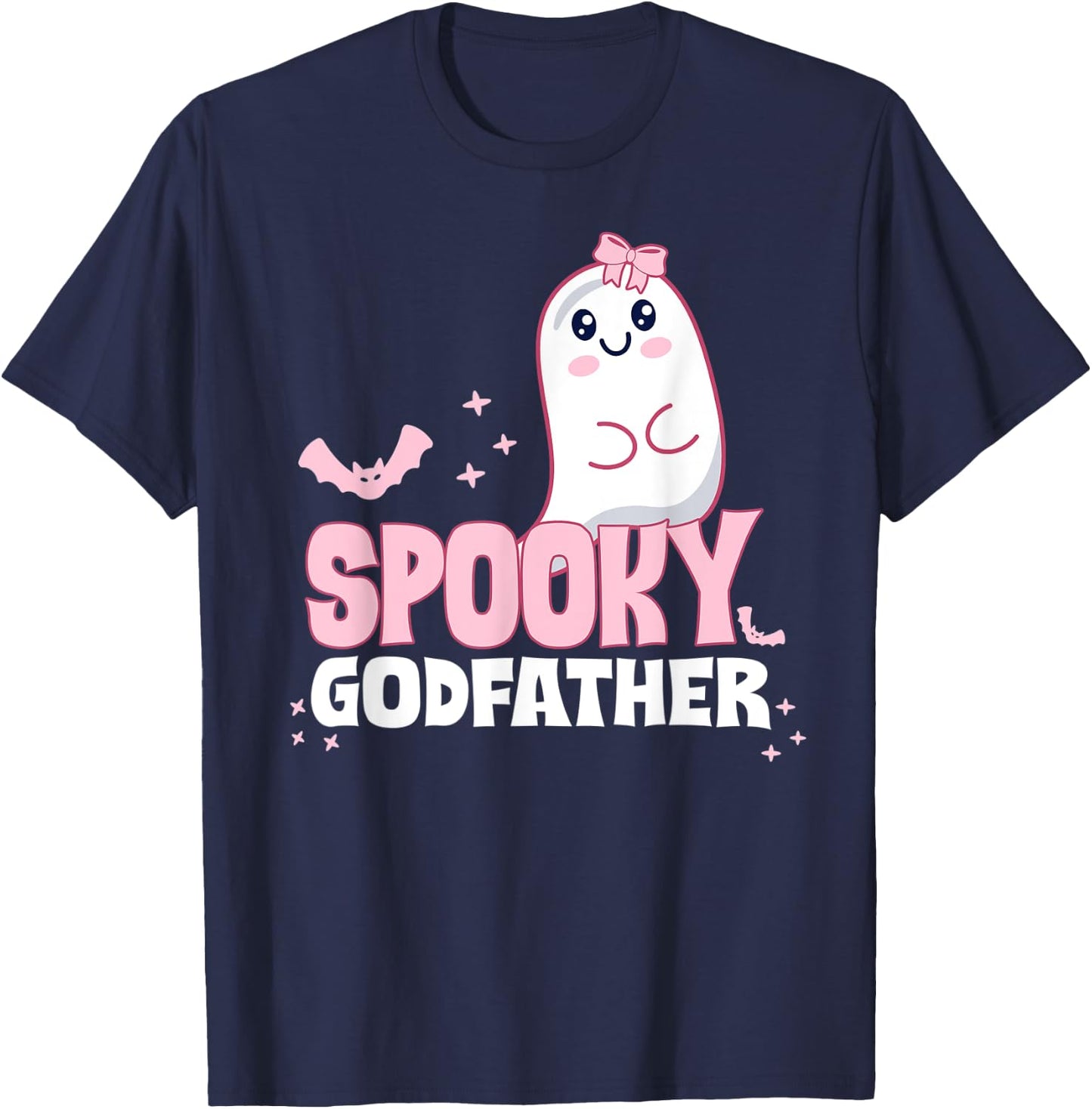 Spooky Godfather Family Cute Pink White Ghost Boo Halloween T-Shirt - T-Shirt | Navy