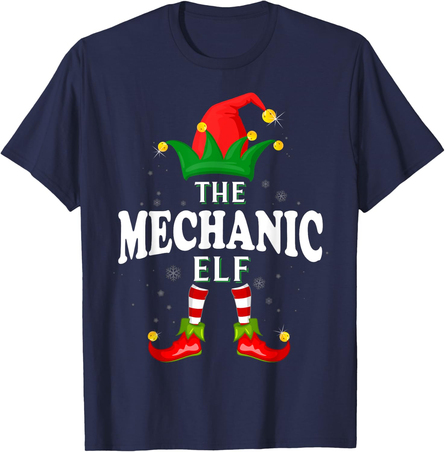Xmas Mechanic Elf Family Matching Christmas Pajama T-Shirt - T-Shirt | Navy