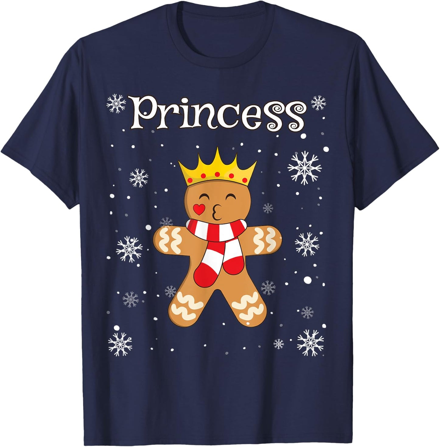 Princess Gingerbread Shirt Girls Funny Christmas Matching T-Shirt - T-Shirt | Navy