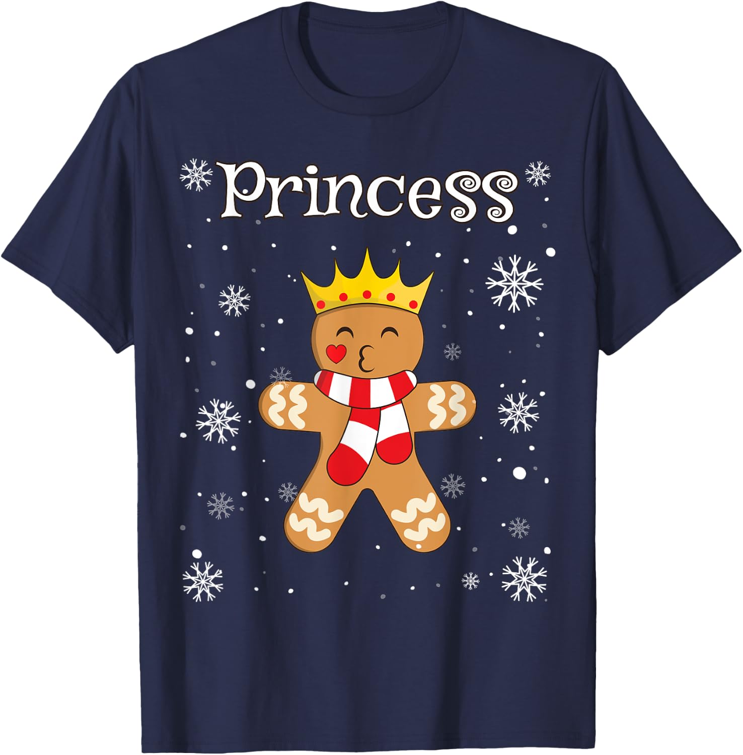 Princess Gingerbread Shirt Girls Funny Christmas Matching T-Shirt - T-Shirt | Navy
