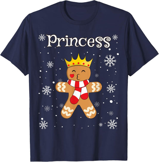 Princess Gingerbread Shirt Girls Funny Christmas Matching T-Shirt - T-Shirt | Navy