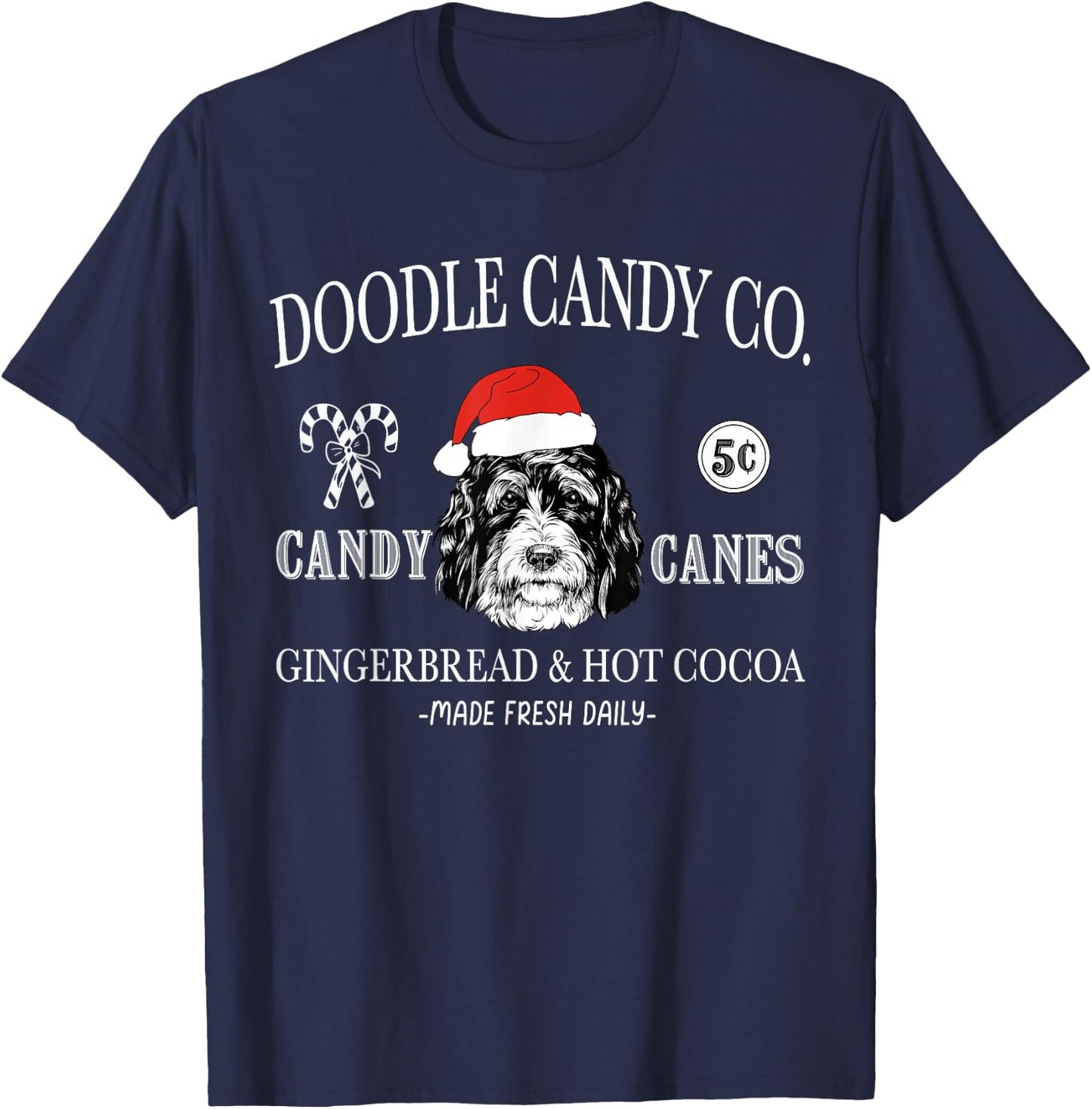 Funny Santa Bernedoodle Doodle Mom Christmas Vintage Holiday T-Shirt - T-Shirt | Navy