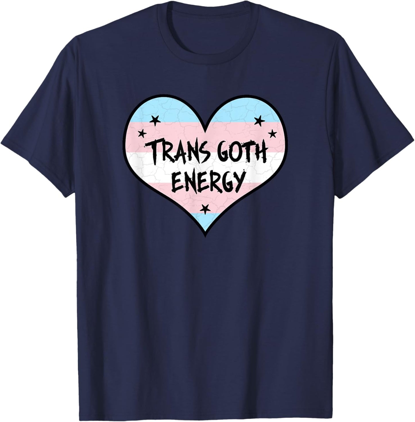 Trans Goth Energy Transgender Pride Flag Gothic Heart T-Shirt - T-Shirt | Navy