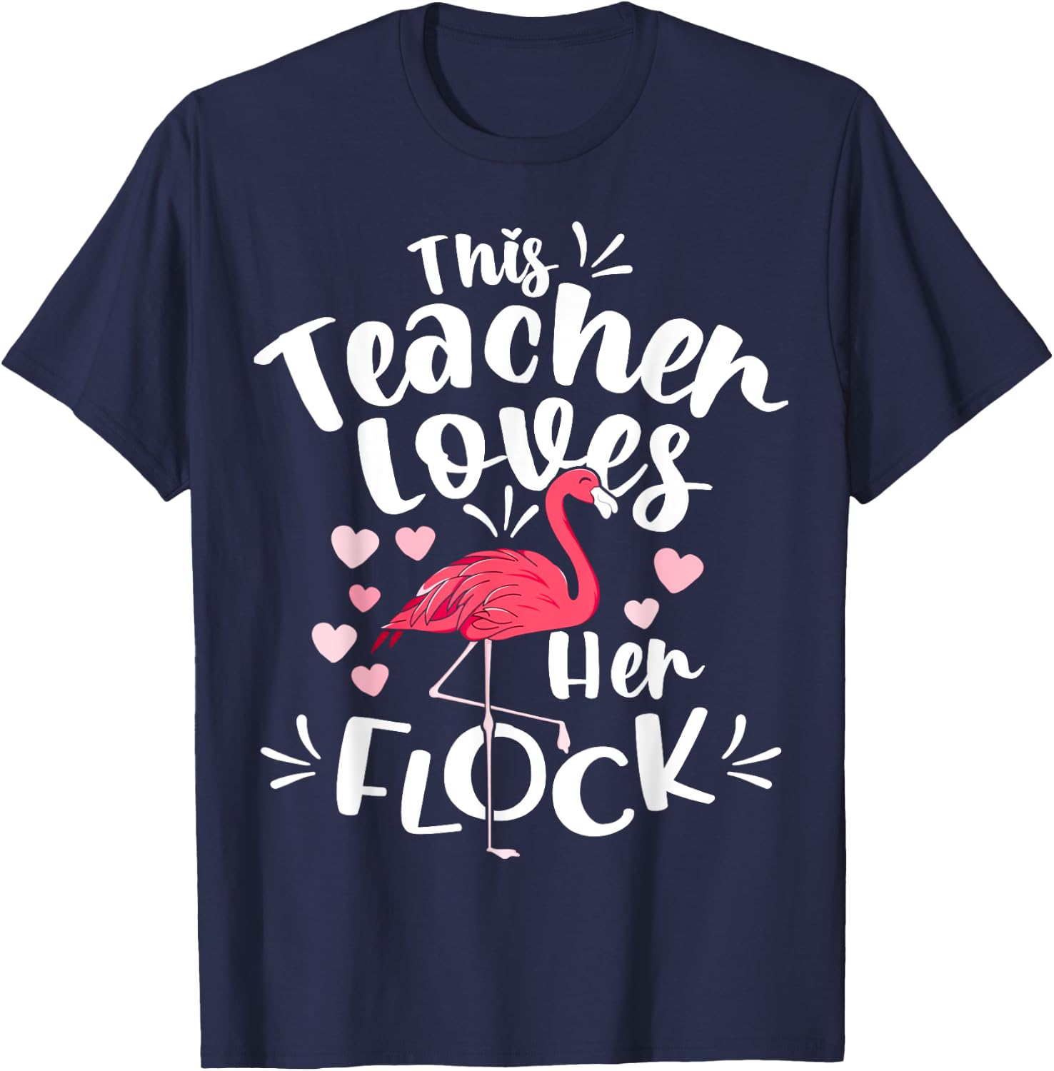 This Assistant Principal Loves Her Flock Flamingo Teacher Women Kids T-Shirt - T-Shirt | Navy