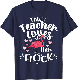 This Assistant Principal Loves Her Flock Flamingo Teacher Women Kids T-Shirt - T-Shirt | Navy