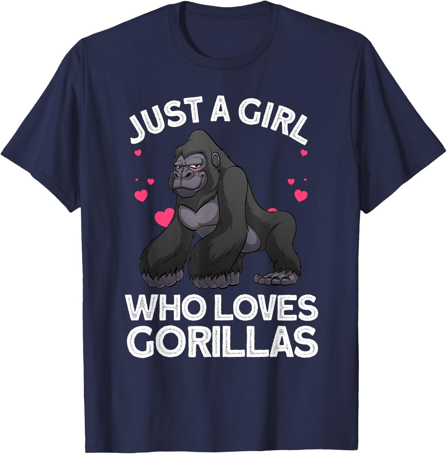 Funny Gorilla Design For Girls Kids Women Gorilla Ape Lover T-Shirt - T-Shirt | Navy