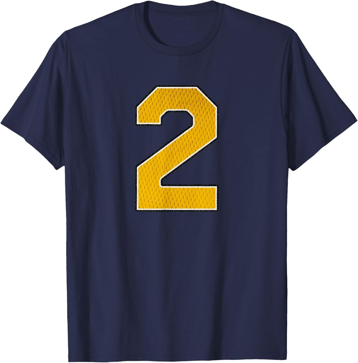 Gold Number 2 Athlete Sports Jersey Supporter Fanwear T-Shirt - T-Shirt | Navy