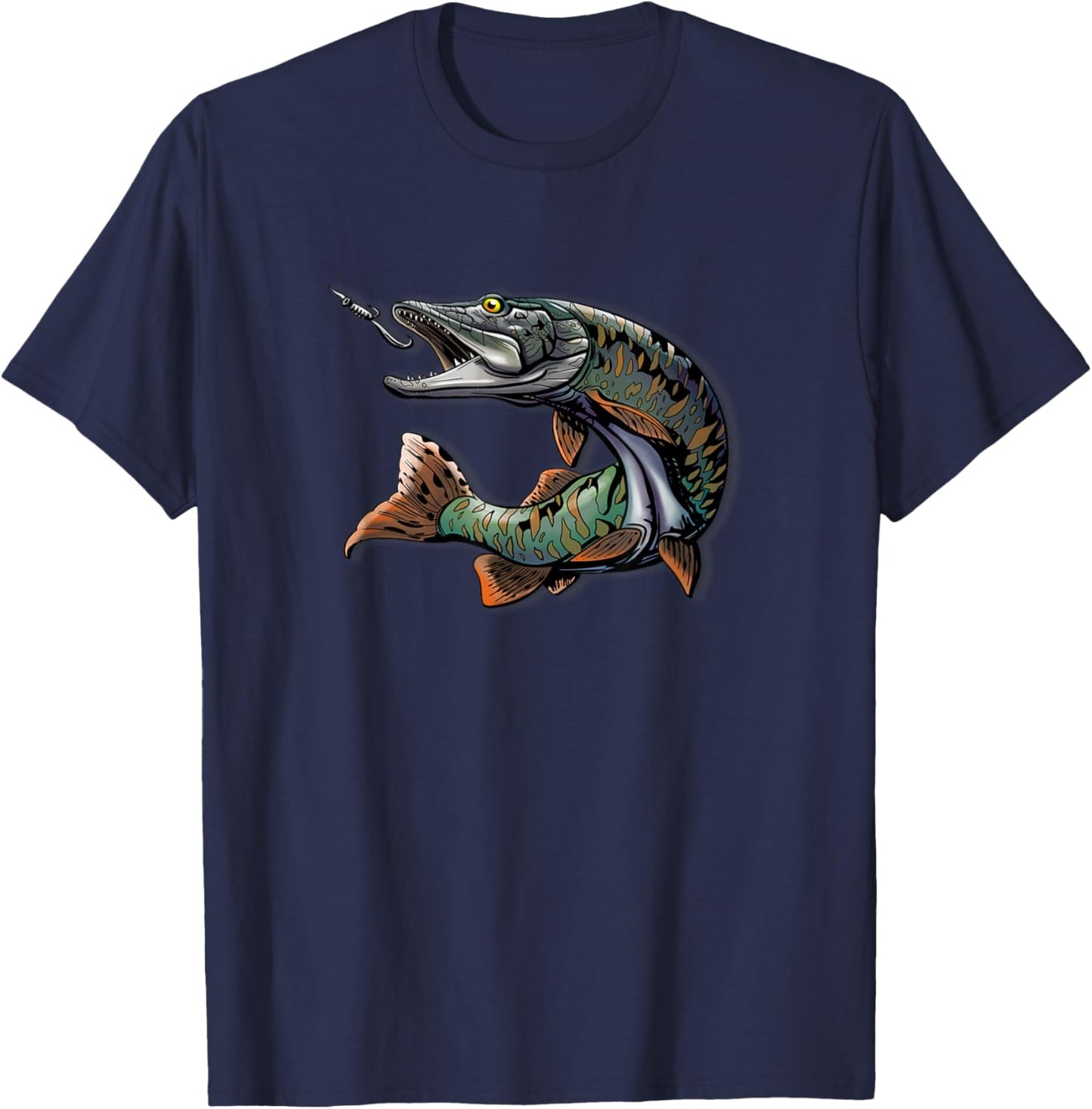 Musky Fishing Fisherman T-Shirt - T-Shirt | Navy