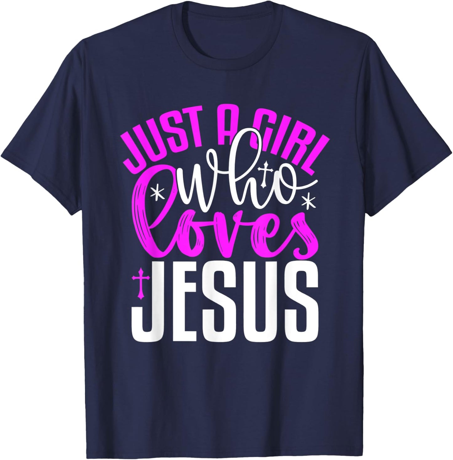 Just A Girl Who Loves Jesus Purple And White T-Shirt - T-Shirt | Navy
