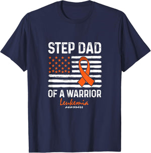 Leukemia Blood Cancer Survivor Support Step Dad Of A Warrior T-Shirt - T-Shirt | Navy