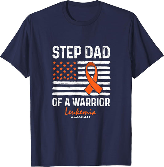 Leukemia Blood Cancer Survivor Support Step Dad Of A Warrior T-Shirt - T-Shirt | Navy