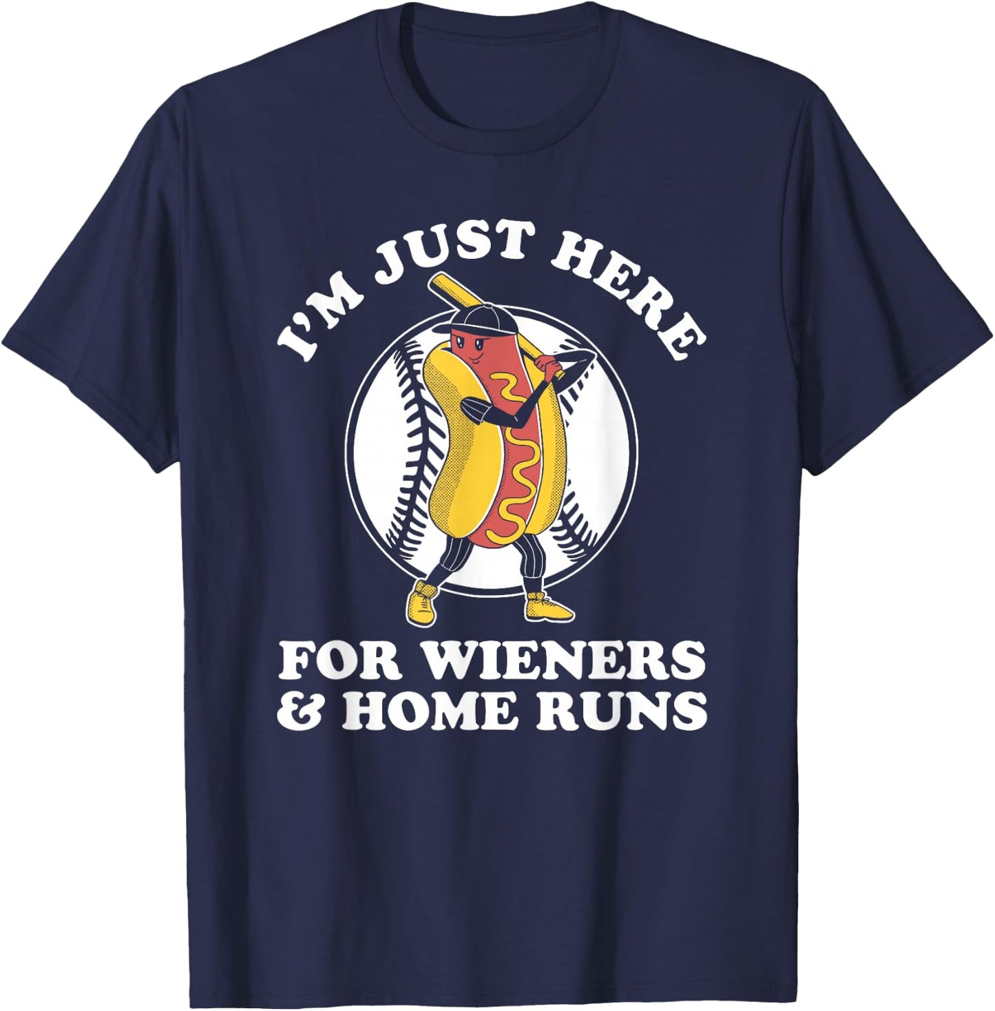 Funny Baseball Design Men Wieners & Home Runs T-Shirt - T-Shirt | Navy