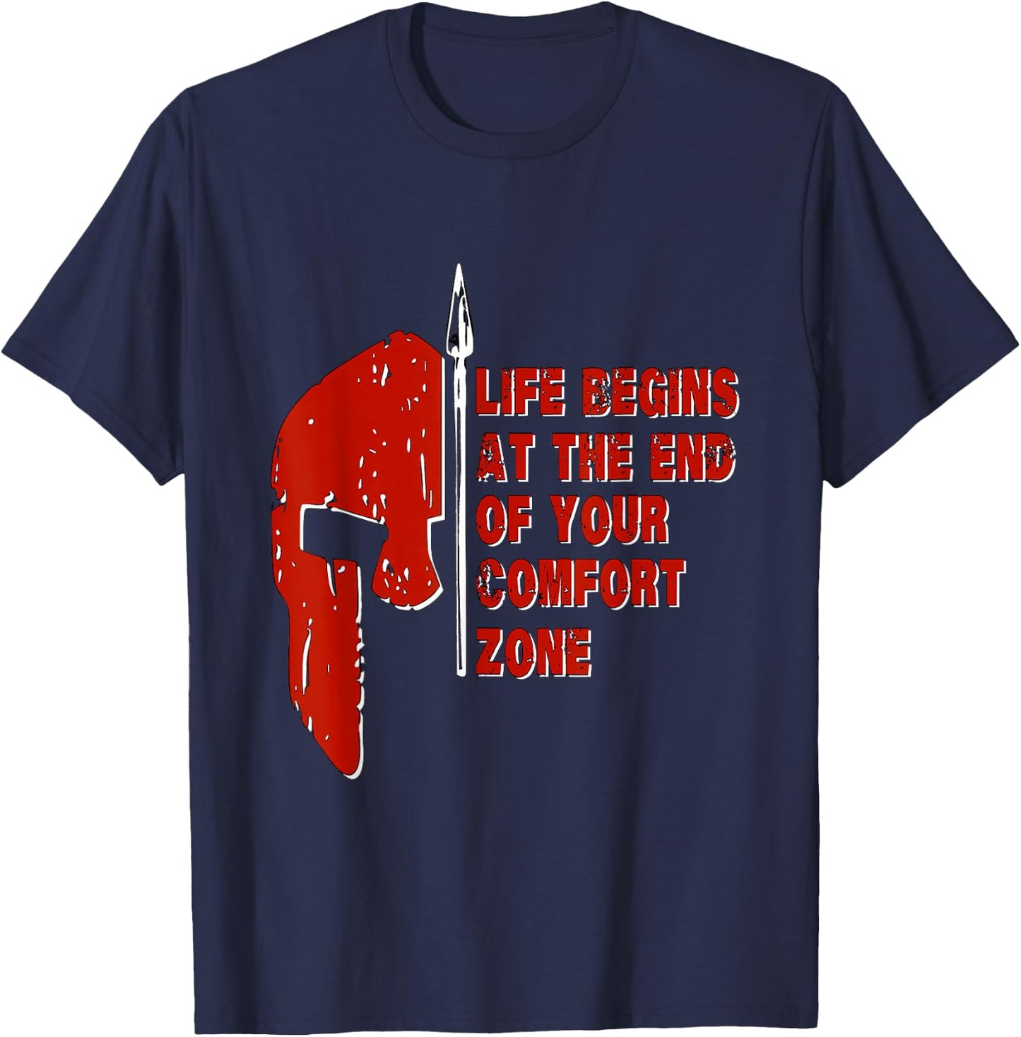Spartan Race Life Begins At The End Of Your Comfort Zone T-Shirt - T-Shirt | Navy