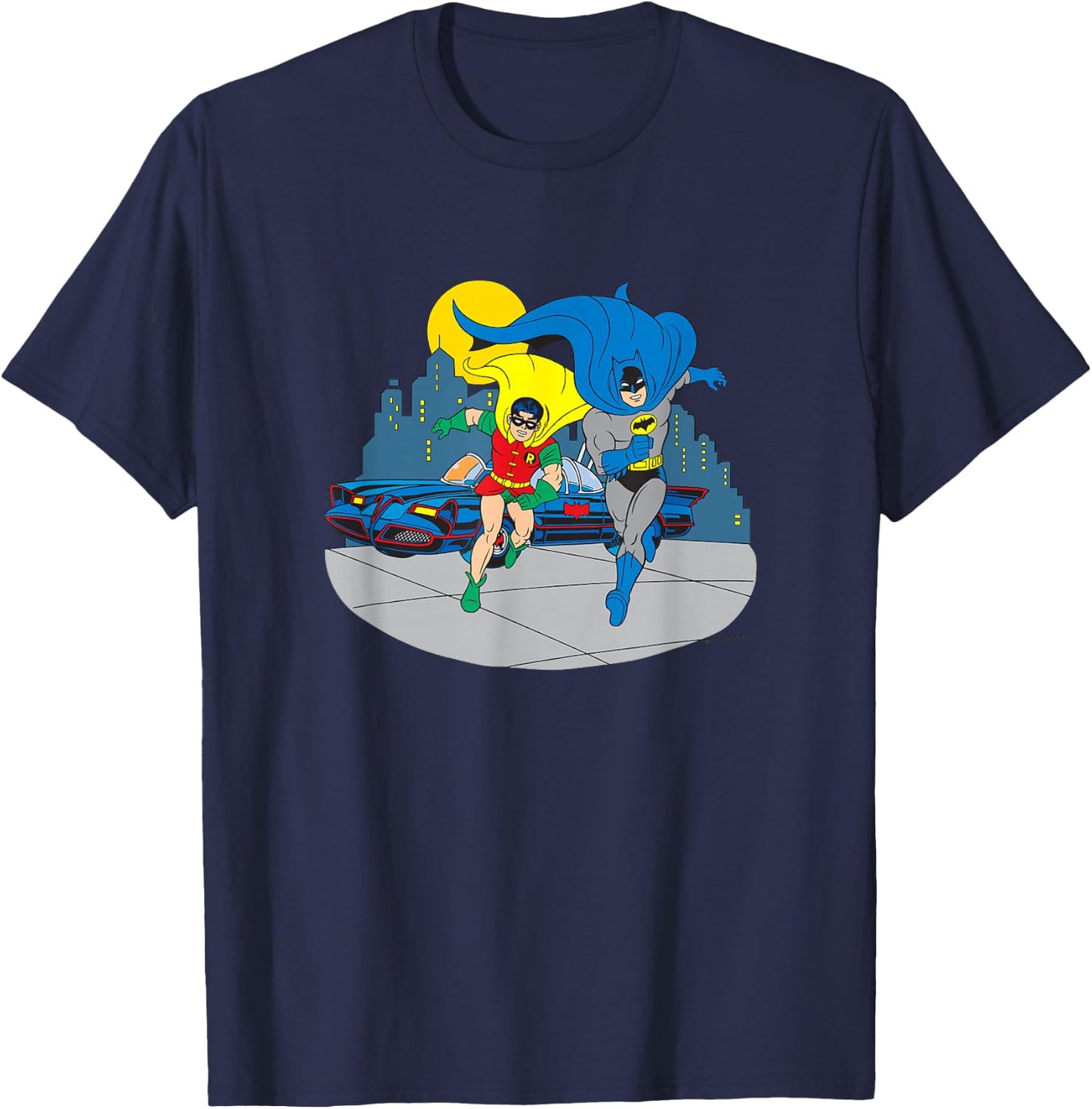 Batman and Robin Midnight Gotham Retro Vintage Comic Run T-Shirt - T-Shirt | Navy