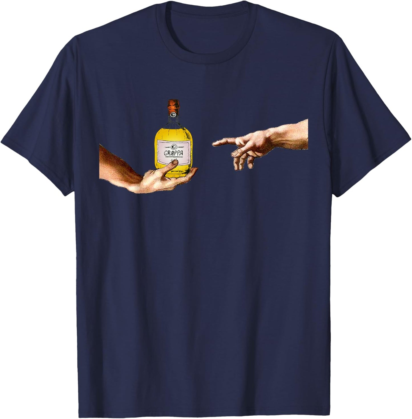 Grappa Michelangelo Sistine Chapel Ceiling Fresco Fresco T-Shirt - T-Shirt | Navy