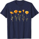 Vintage California Poppy Flower T-Shirt - T-Shirt | Navy
