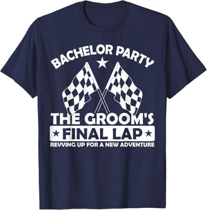 The Groom's Final Lap, Motorcycle Racing Bachelor Party T-Shirt - T-Shirt | Navy